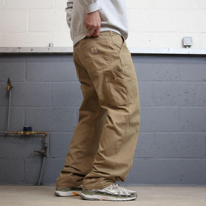 Carhartt carpenter jeans work pants Khaki brown W38L32 Relaxed fit skate style workwear trousers