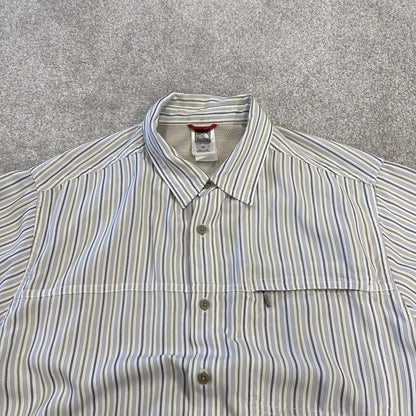 North Face striped short sleeve shirt white TNF Festival style surf check shirt