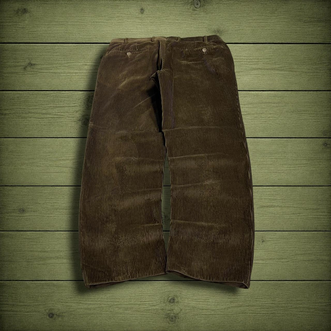 Hiltl corduroy pants loose khaki green Thick wide wale chunky jumbo cord trousers