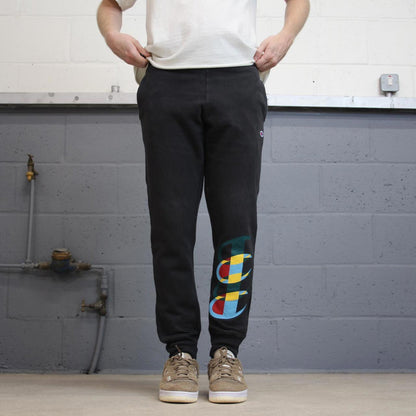 Y2k black Champion joggers S mens comfy sweatpants print logos