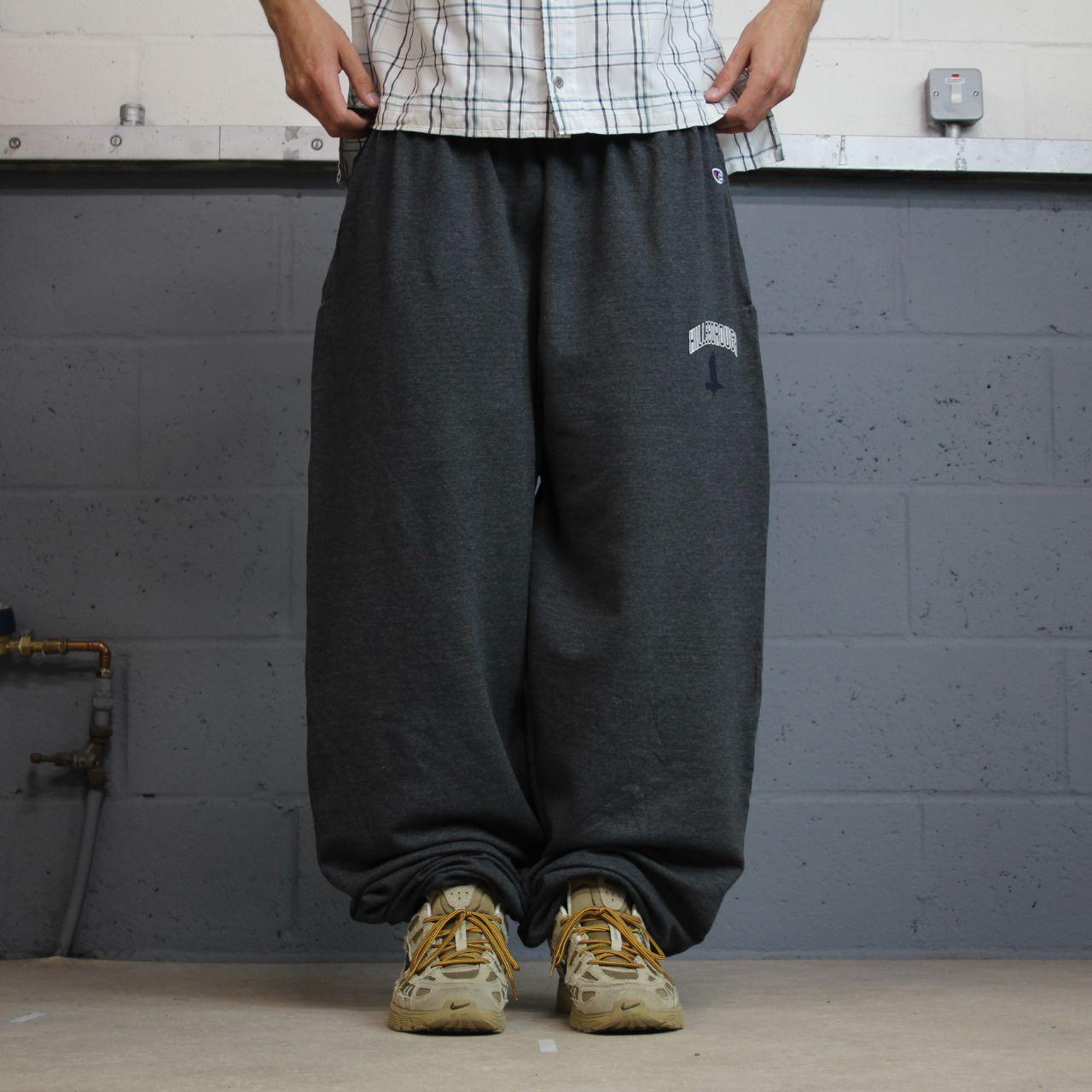 Y2K Champion baggy joggers grey wide leg cuffed Loose embroidered track pants