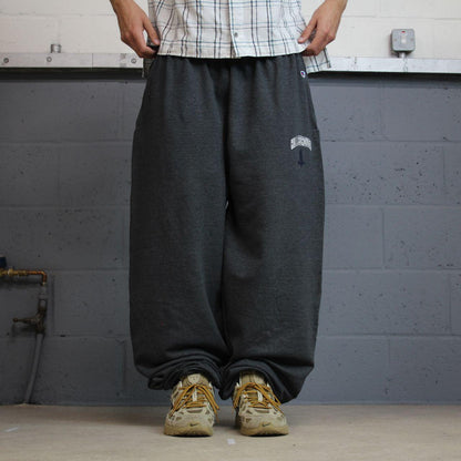 Y2K Champion baggy joggers grey wide leg cuffed Loose embroidered track pants