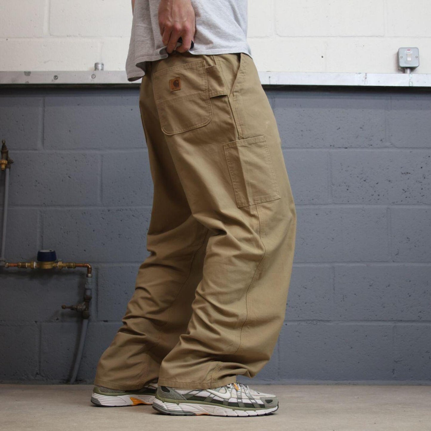 Carhartt baggy carpenter jeans wide leg khaki Loose canvasy skate style cargo work pants