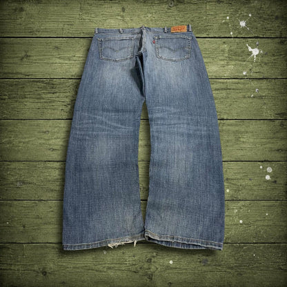 Levi's 505 straight fit jeans y2k blue Regular straight leg denim pants red tab logo