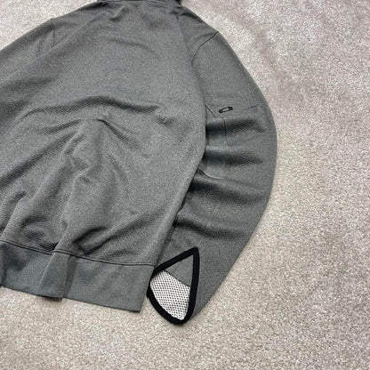 00s Oakley technical hoodie M men's y2k style grey lightweight hooded performance tech top