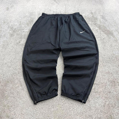 Grey Nike trackies XL loose y2k style joggers print Swoosh logo gym wear track pants