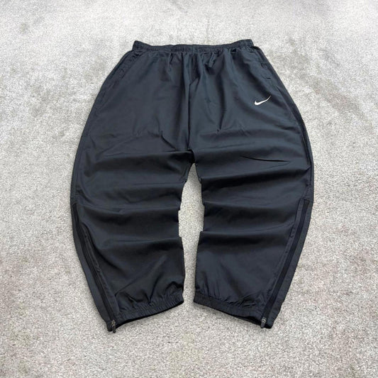 Grey Nike trackies XL loose y2k style joggers print Swoosh logo gym wear track pants