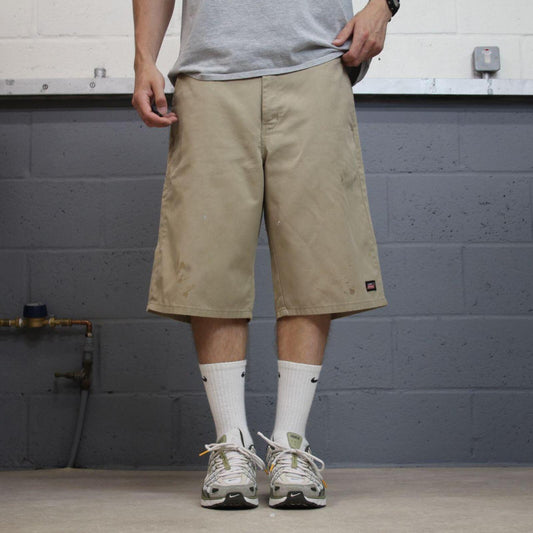 baggy Dickies carpenter shorts khaki Twill chino skater style shorts wide long leg