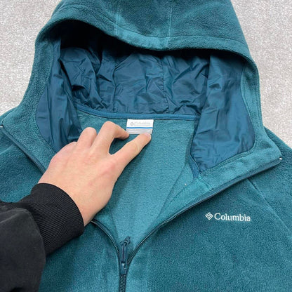00s Columbia technical fleece jacket 3XL women's Teal full zip up y2k style autumn