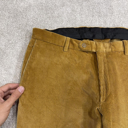 Wide wale corduroy pants tan straight leg Harryland Velcorex jumbo cord trousers, belt loops
