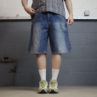 Baggy denim shorts y2k surf blue Loose fit WBJ summer festival jorts