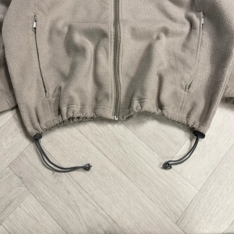 Y2K Columbia technical fleece men’s beige full zip up autumn adjustable waist