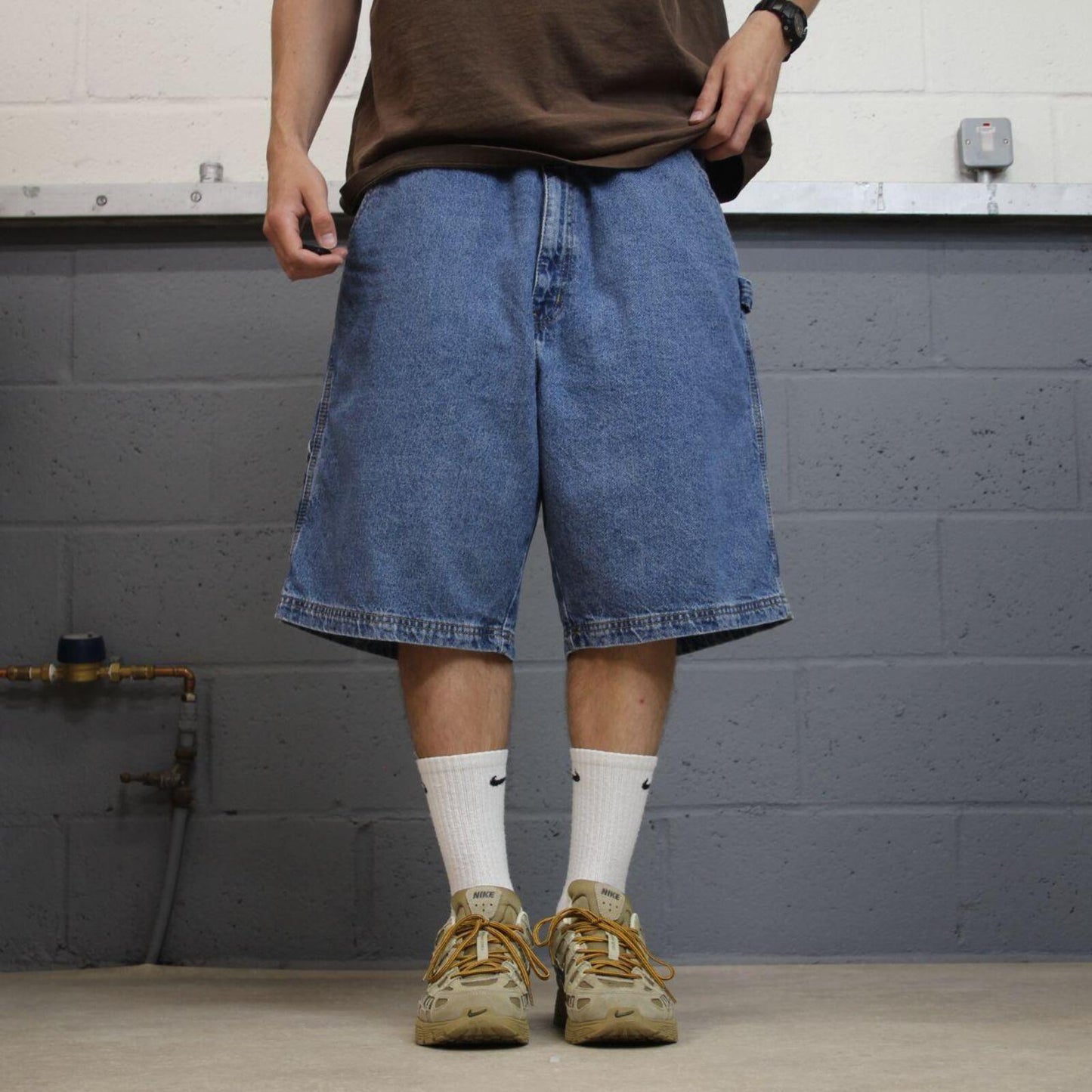 Baggy denim cargo shorts carpenter blue Rugged Wear skater style summer festival jorts