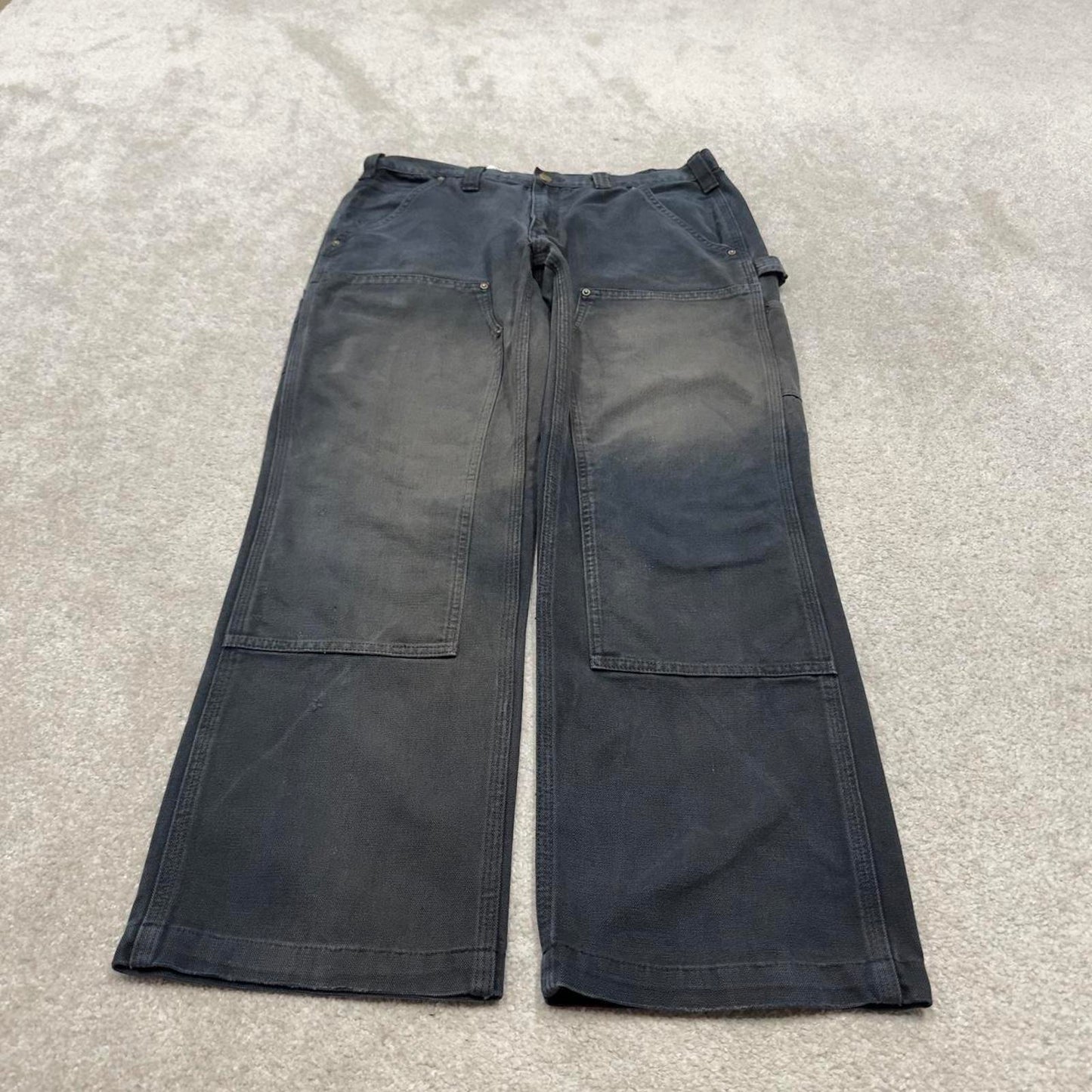 Carhartt double knee carpenter jeans black canvas W34L30 90s style thick loose leg cargos