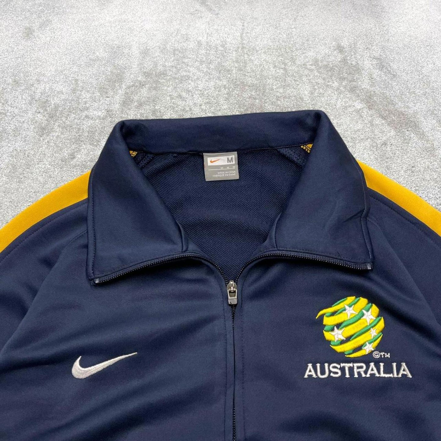 Y2k 00s Nike track jacket Medium men's navy Australia football full zip track suit top embroidered