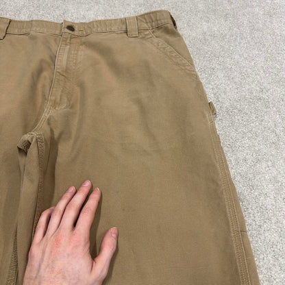 Y2K baggy Carhartt carpenter pants tan brown Loose leg canvasy skate style workwear cargo pants
