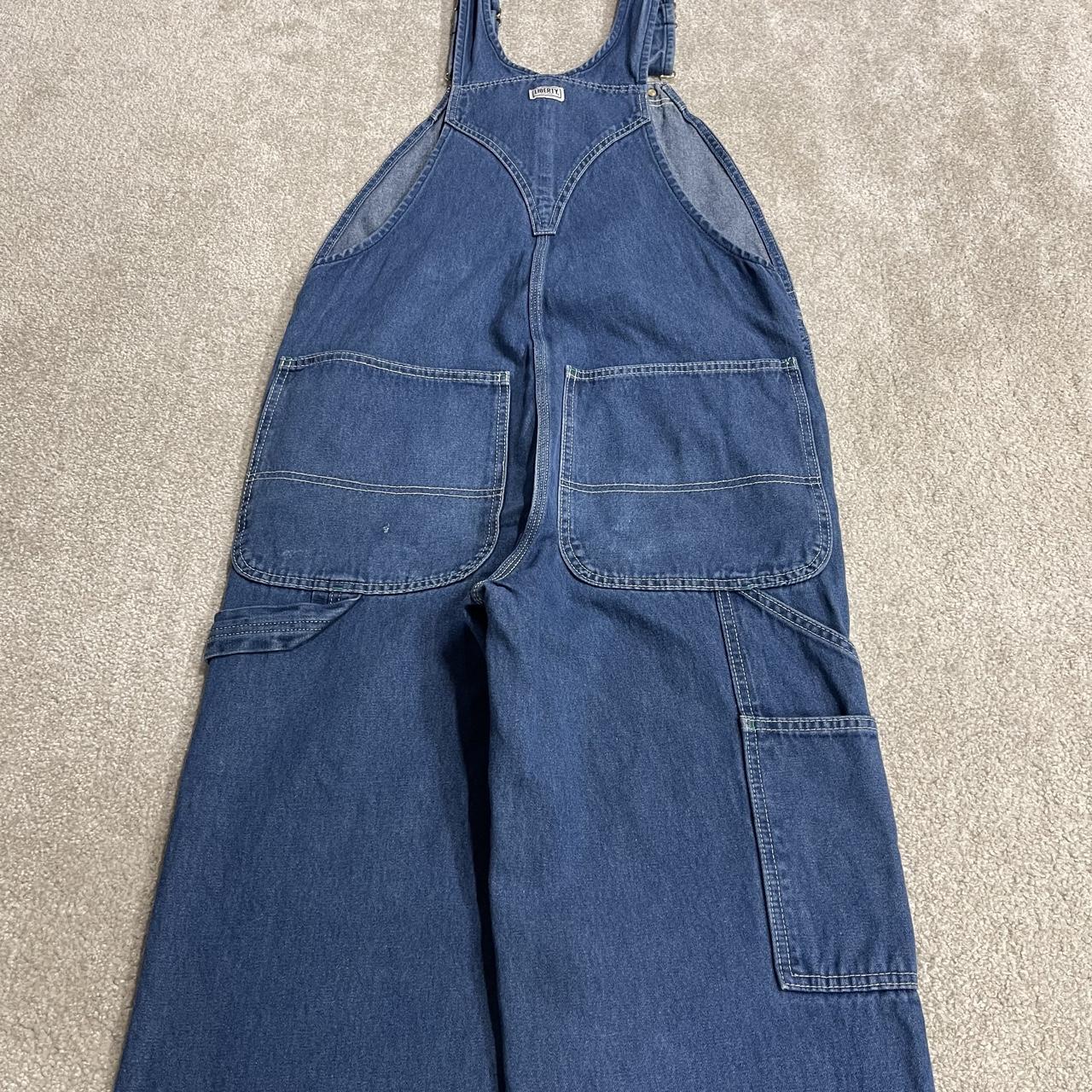Vintage Liberty denim dungarees y2k blue Loose festival / skate wear bib utility work overalls