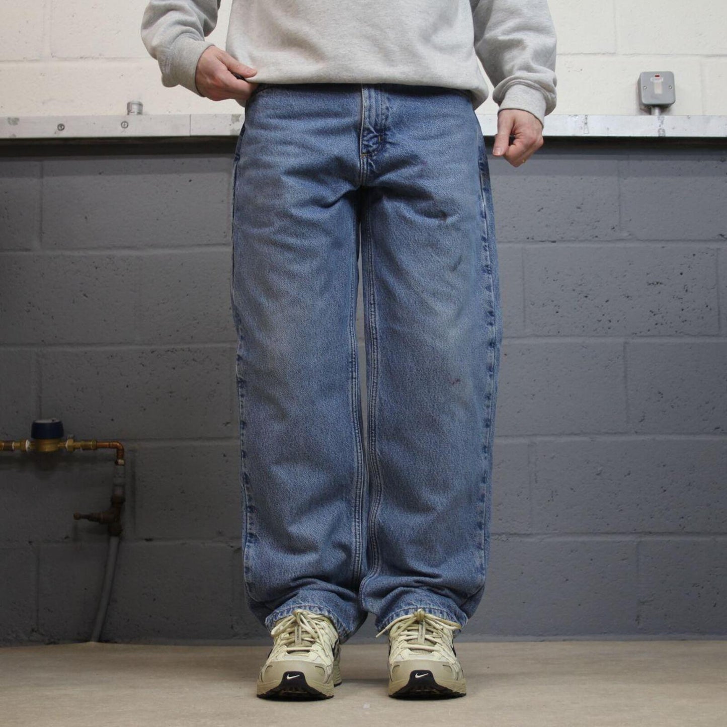 Carhartt jeans thick y2k denim blue Relaxed fit 100% cotton checkered lining skater pants