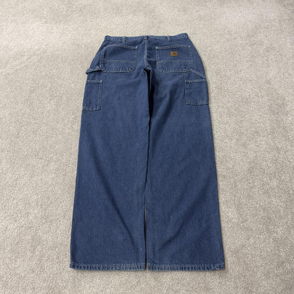 Baggy Carhartt carpenter jeans y2k W34L32 blue skater style workwear utility denim cargos