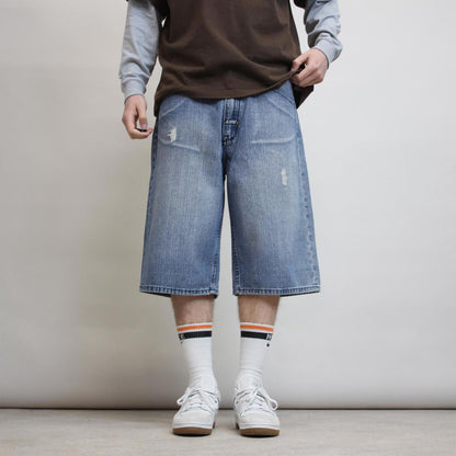 Baggy Akademiks jorts W38 loose denim Y2K print design shorts
