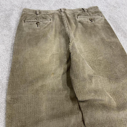 Baggy pleated corduroy pants wide leg Khaki Wide wale chunky jumbo cord trousers preppy