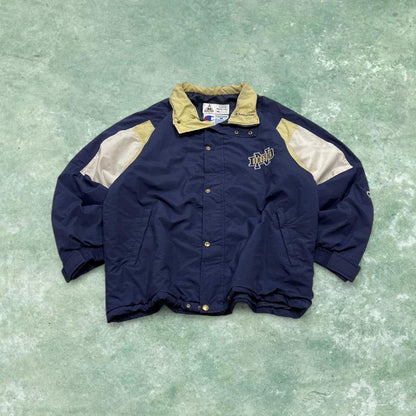 Vintage y2k Champion technical windbreaker jacket navy Colour panels embroidered logos Notre Dame