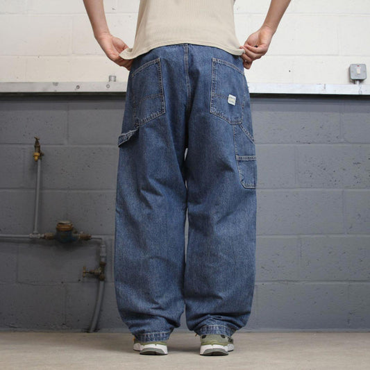Blue baggy Levis carpenter jeans W40L30 loose skater thick denim 90s style cargos patch logo