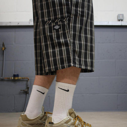 Dickies baggy checkered shorts carpenter black Check surf style skater shorts long wide leg