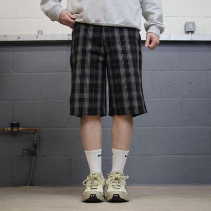 Dickies checkered carpenter shorts black Twill chino skater style shorts long leg