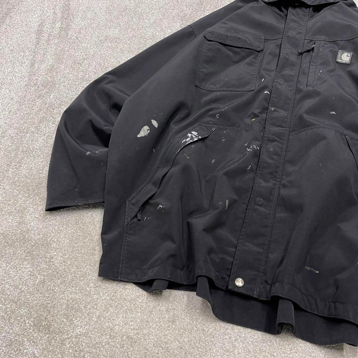 00s Carhartt hooded waterproof jacket XXL black windbreaker technical outdoors coat workwear