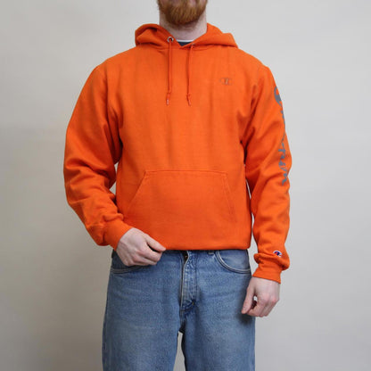 Orange Champion hoodie S y2k pullover boxy jumper print design