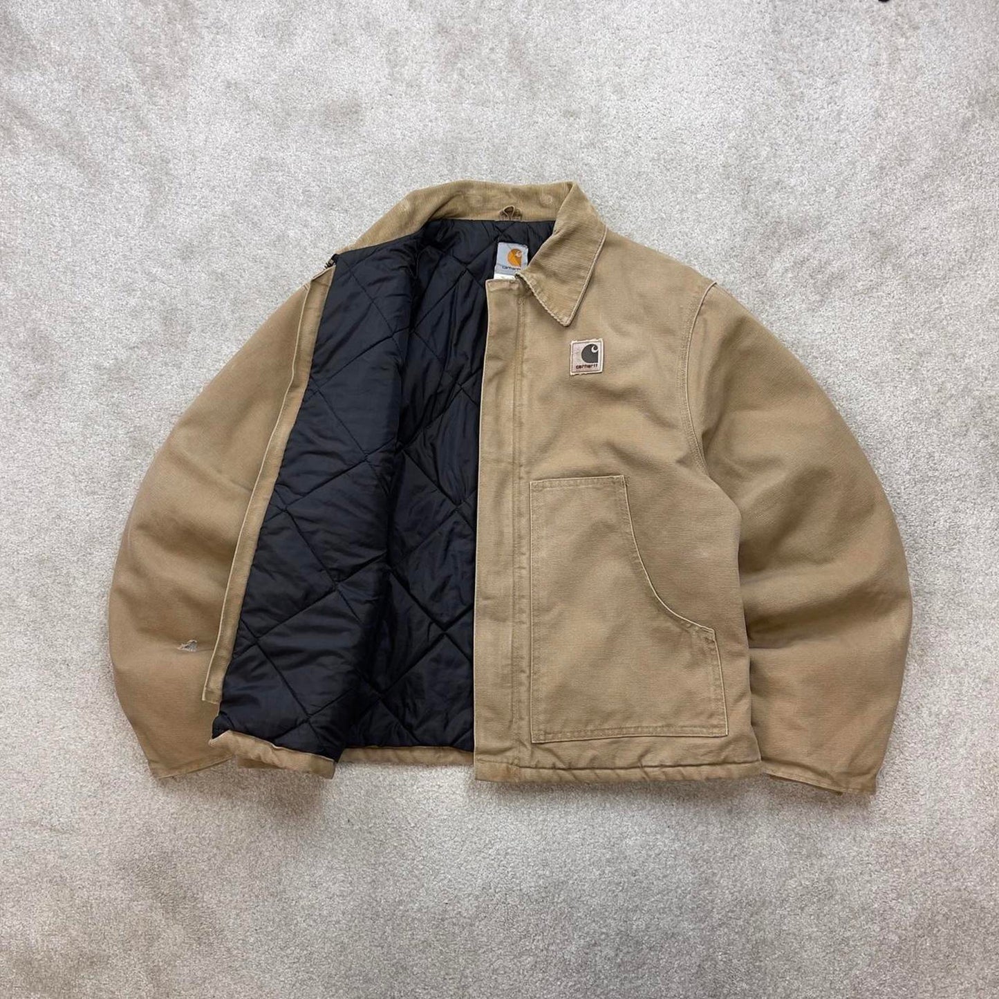 Vintage sand brown Carhartt traditional Detroit jacket Large technical boxy cropped fit 90s skater