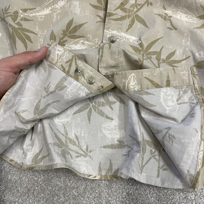 Columbia funky pattern short sleeve Hawaiian shirt khaki Y2K boxy fit fishing festival button shirt