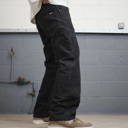 Loose Dickies carpenter jeans W32L30 90s skate style black thick canvas cargos
