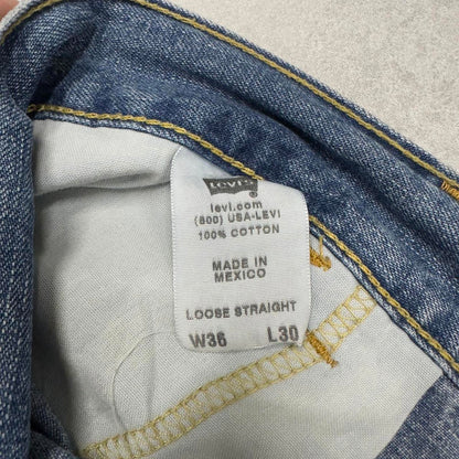 Blue baggy Levis carpenter jeans W38L31 loose skater thick denim 90s style cargos red tab logo