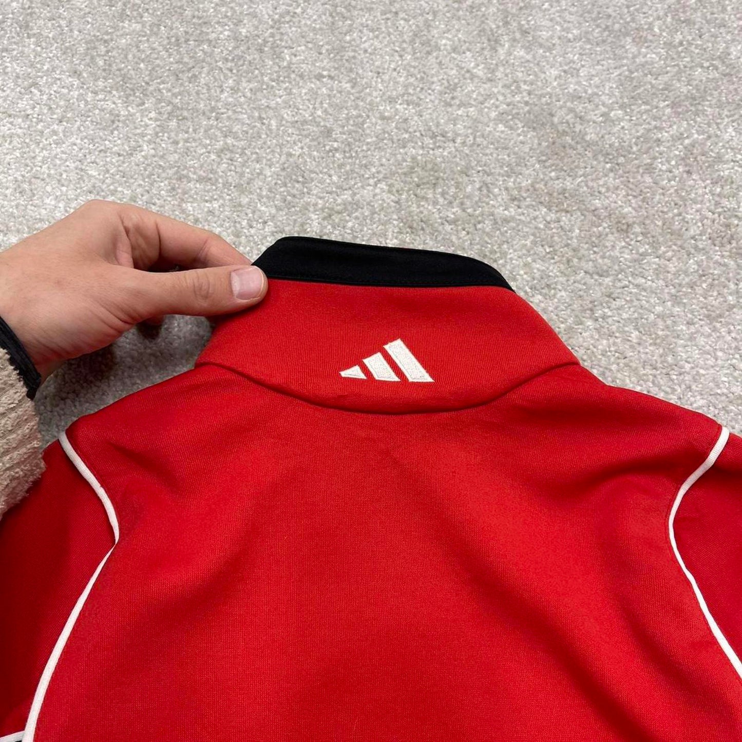 Vintage Adidas track jacket Small y2k 00s style Red funky sports tracksuit top