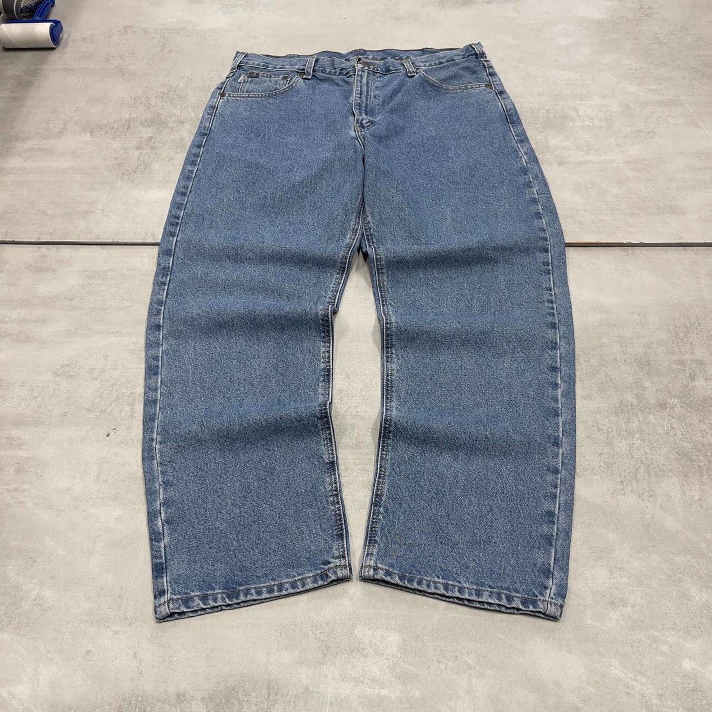 Blue Carhartt jeans W38L32 vintage 90s skater style relaxed fit loose 5 pocket pants