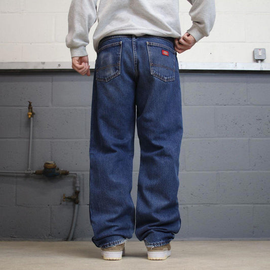 Vintage Dickies jeans loose y2k W34L32 blue denim 90s skater style 5 pocket pants