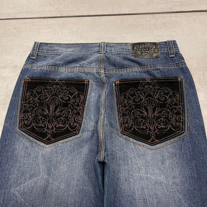 Blue embroidered Makavelli jeans W34L31 loose y2k style denim
