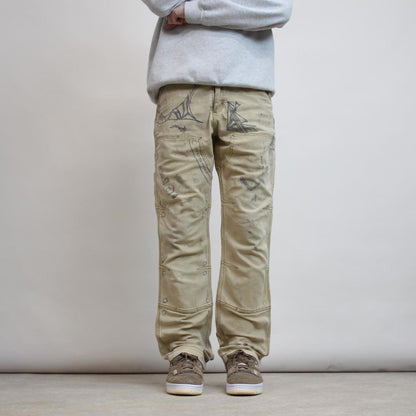 Mens Carhartt carpenter pants W32 L32 tan relaxed cargo skater trousers