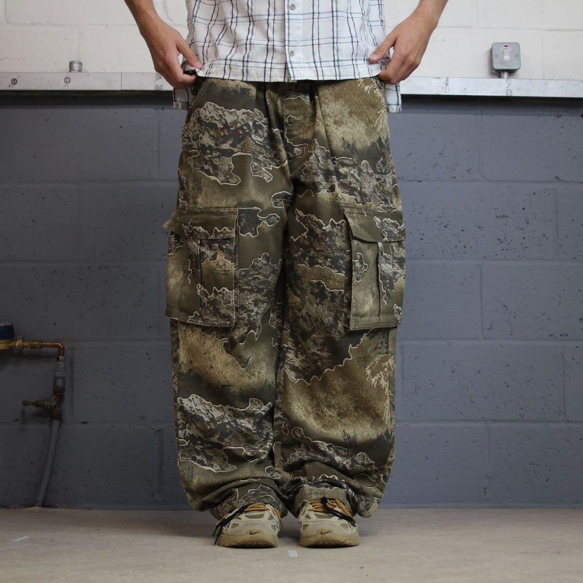 Baggy realtree camo cargo pants wide leg Y2K XXL khaki Wide leg camouflage pattern utility trousers
