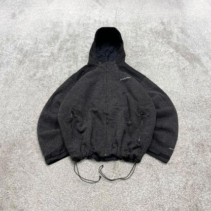 Y2K Columbia technical windbreaker fleece jacket grey Omni-wind hooded tech coat embroidered
