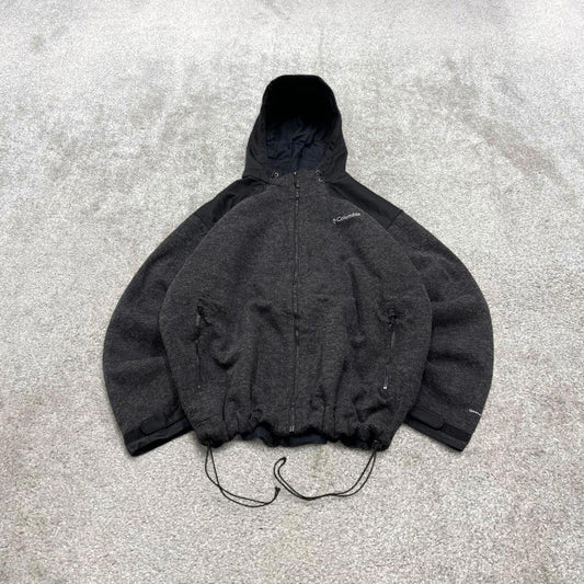 Y2K Columbia technical windbreaker fleece jacket grey Omni-wind hooded tech coat embroidered