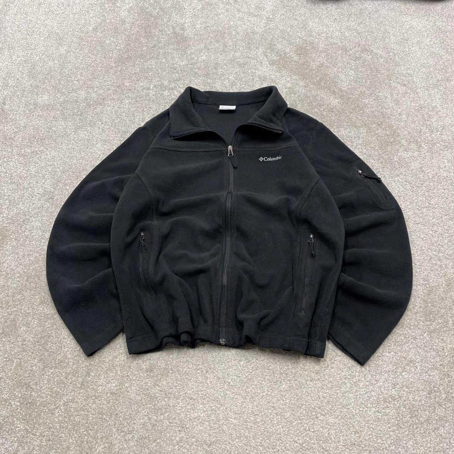 00s Columbia technical fleece XL women's black y2k style full zip up autumn casual