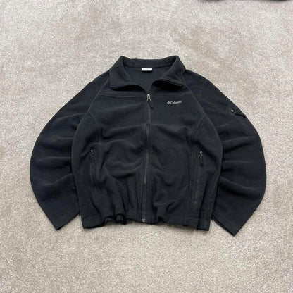 00s Columbia technical fleece XL women's black y2k style full zip up autumn casual