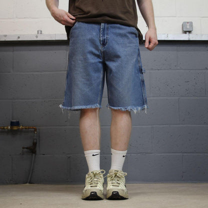 Denim carpenter shorts Y2K cargo blue RK Brand loose skater style surf jorts