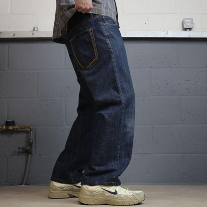 Y2K Sean John jeans straight leg W32L27 blue denim  Hip hop style denim skater pants