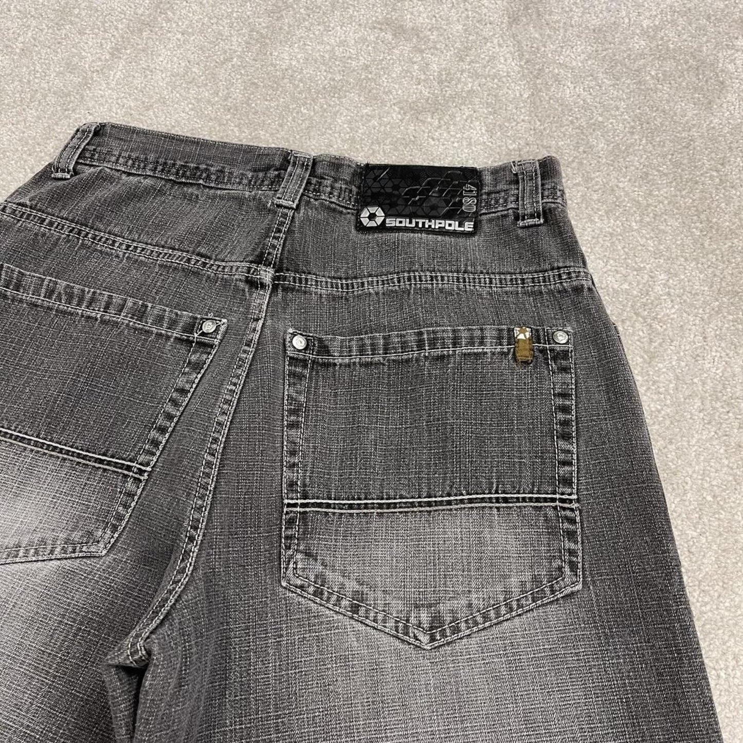 Baggy Southpole denim shorts y2k grey Streetwear long skater style surf jorts