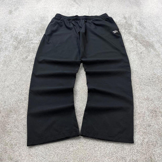 Black Reebok trackies XL loose y2k style joggers adjustable print logo track pants