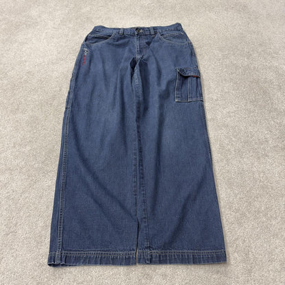 Y2K FUBU baggy carpenter jeans embroidered blue denim Loose wide leg skater surf style cargo jeans